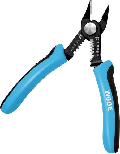 Precision Flush Wire Cutter & Stripper, 10-20 AWG, 6-Inch High-Carbon Steel Tool With Spring Handle & Angled Jaws For Electronics