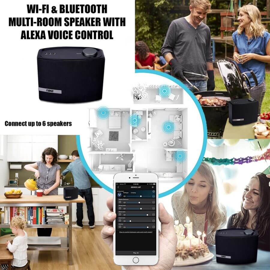Naxa Wi-Fi & Bluetooth Multi-Room Speaker with Amazon Alexa Voice Control-4